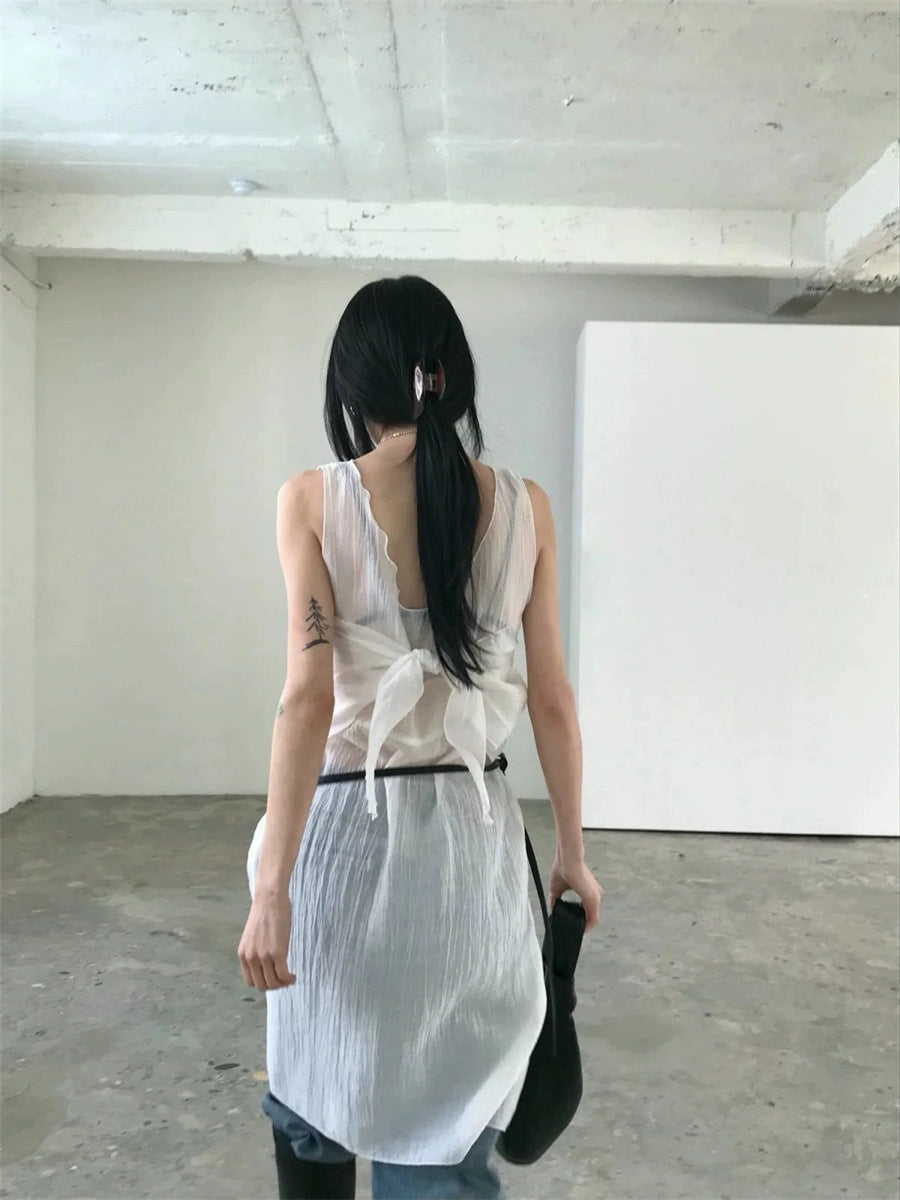 スカーフ付きテクスチャーワンピース