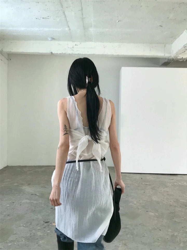 スカーフ付きテクスチャーワンピース