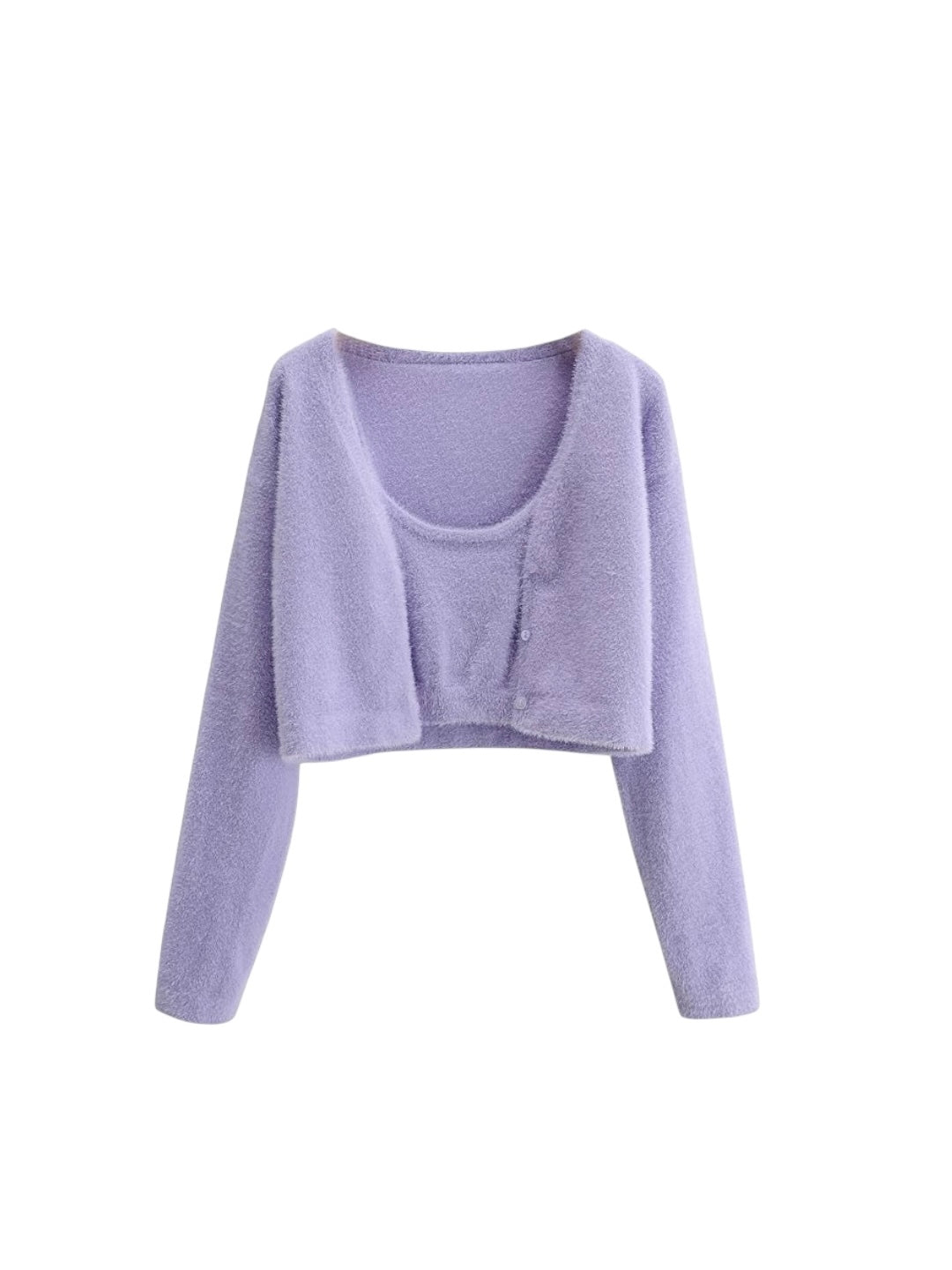 シャギーニットカーディガンアンサンブル