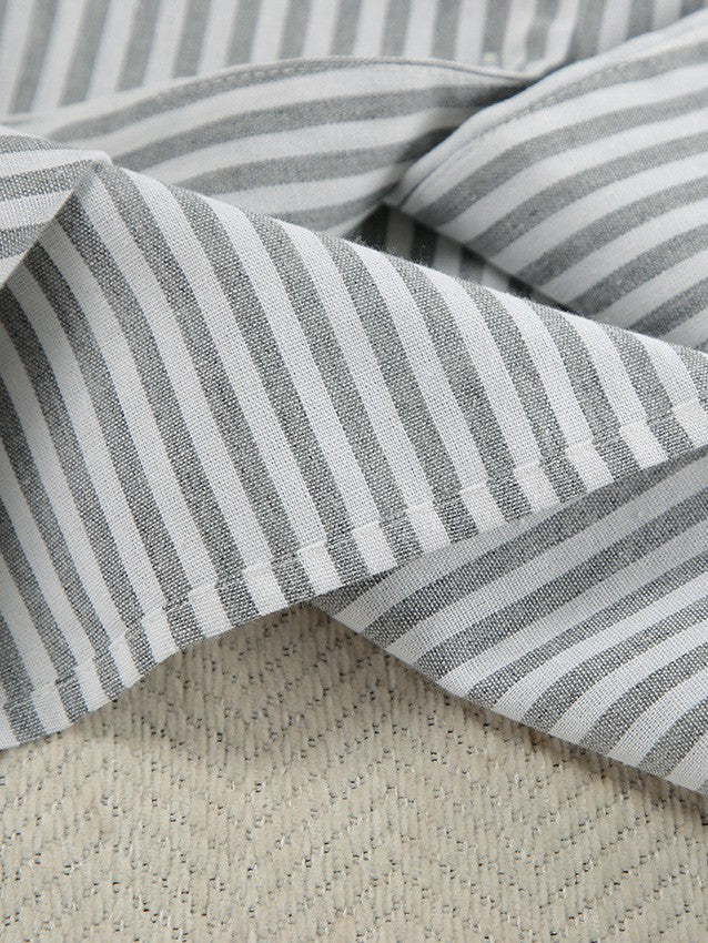 ストライプ長袖シャツダブルウエストパンツセット