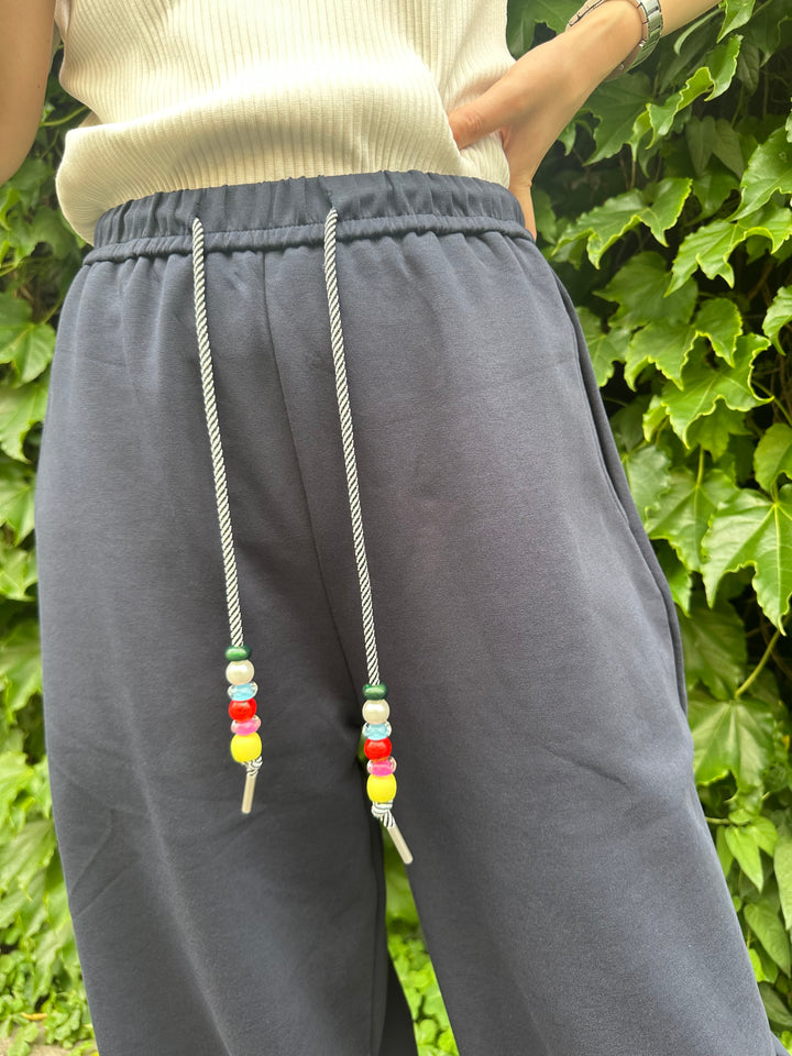 【アウトレット】(即納) ミックスカラービーズルーズスウェットパンツ