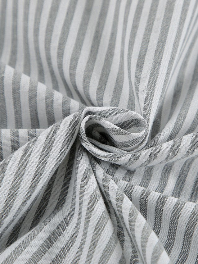 ストライプ長袖シャツダブルウエストパンツセット