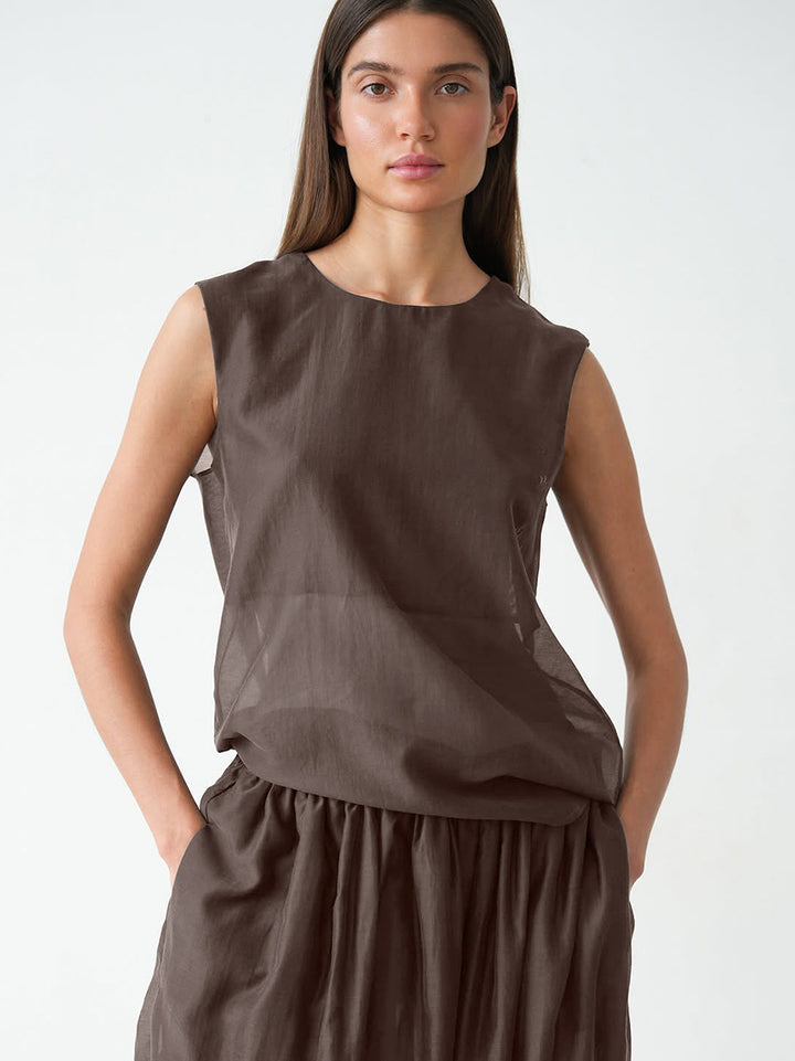 シアースリーブレストップルーズバルーンパンツセット