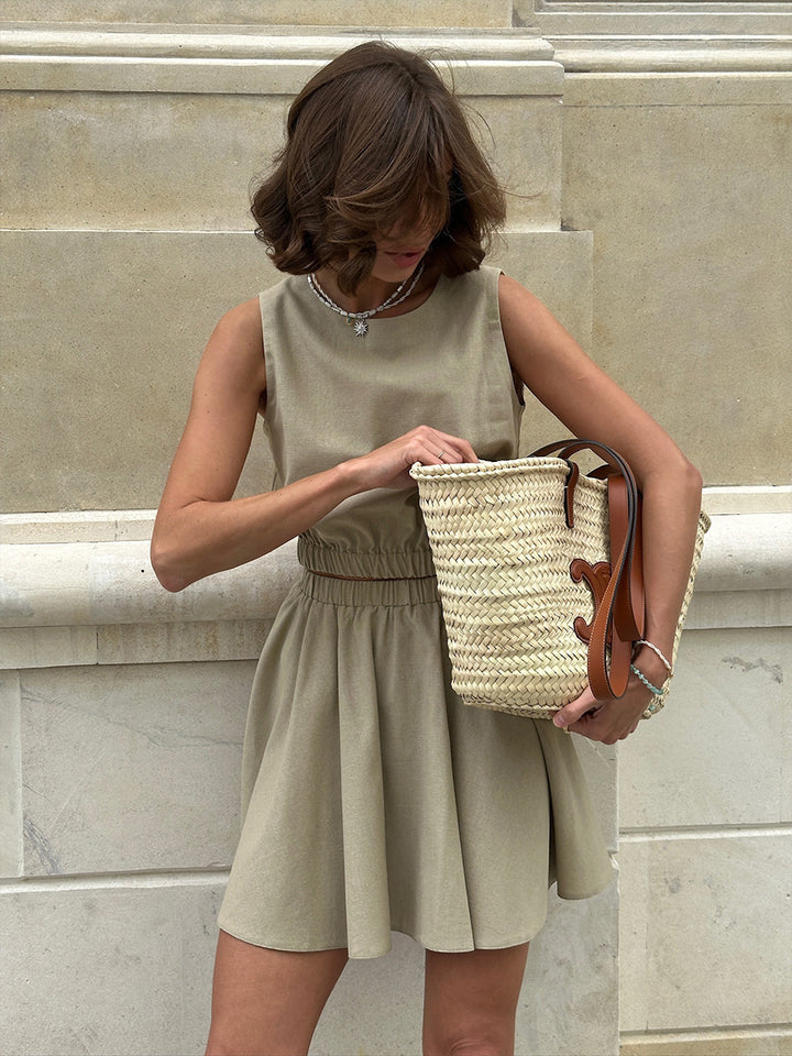 綿麻セパレートスリーブレスワンピース