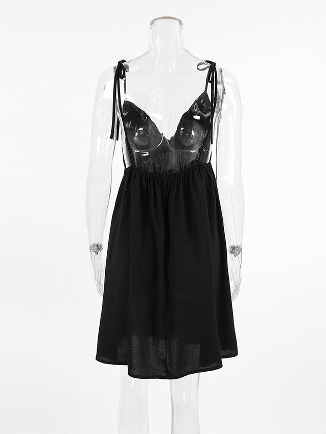 バックオープンフレアミニワンピース