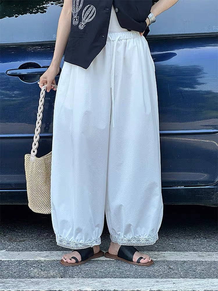 裾レースバギーリラックスパンツ