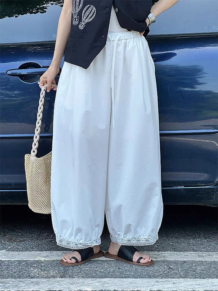 裾レースバギーリラックスパンツ