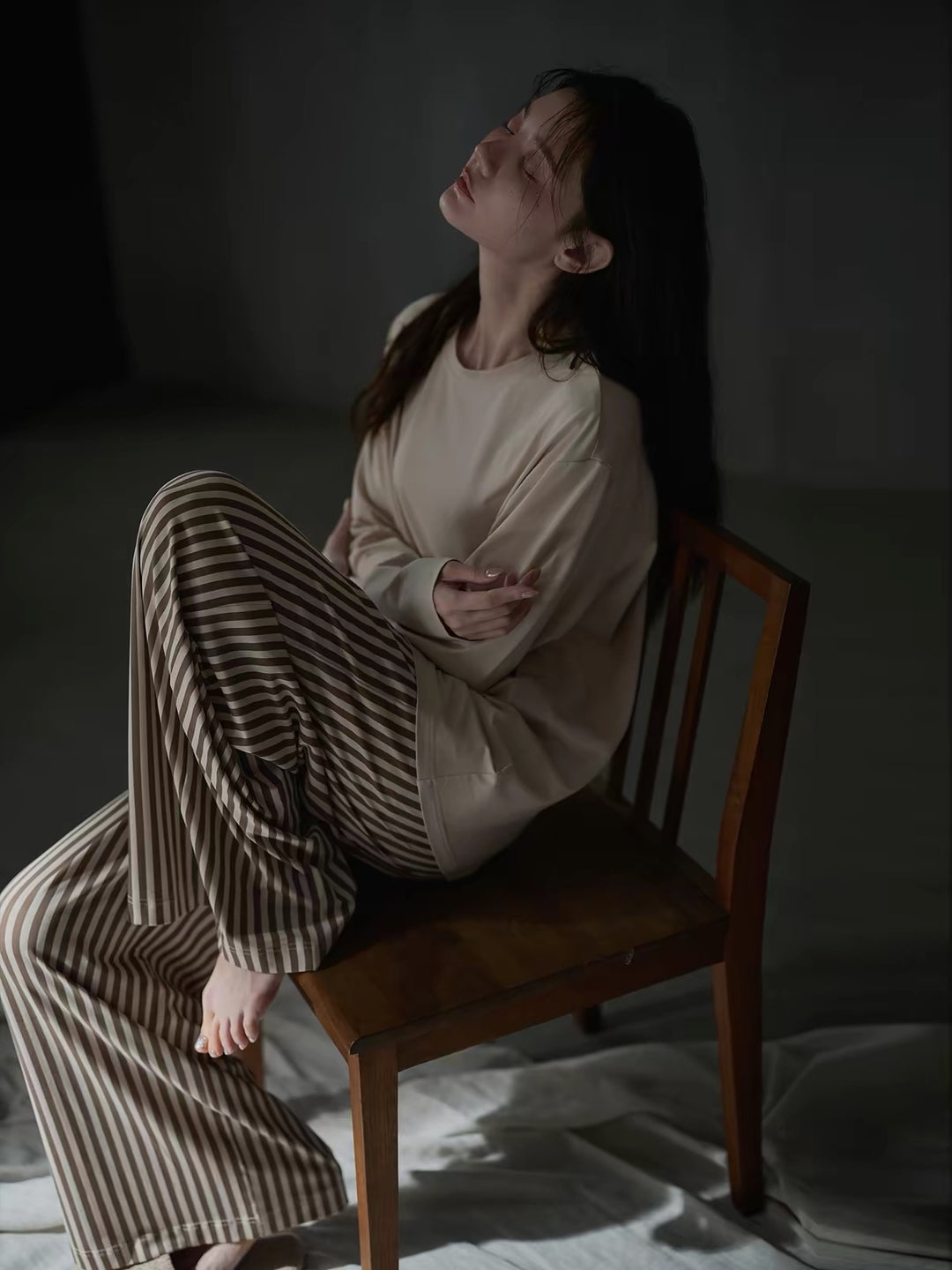 【wabi sabi】ナチュラルストライプモダールコットンセットアップ