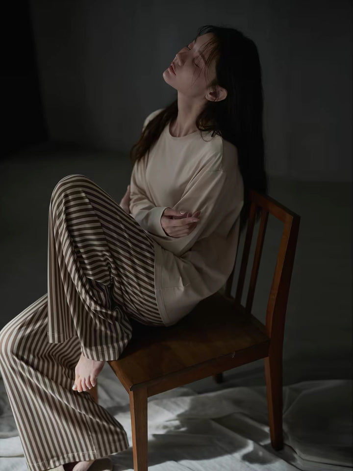【wabi sabi】ナチュラルストライプモダールコットンセットアップ