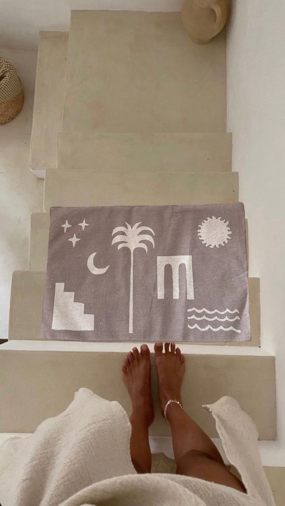 アートリネンマルチラグ (Palm Tree Night)