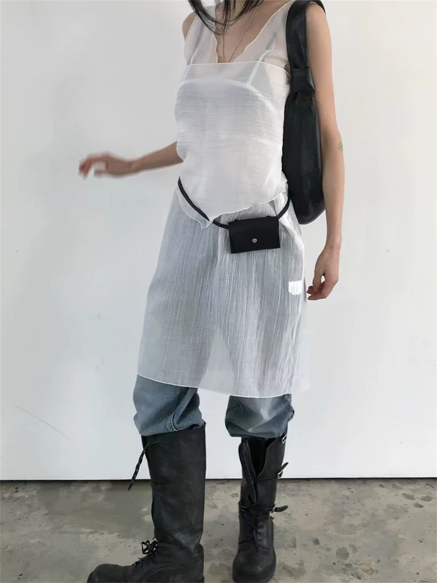 スカーフ付きテクスチャーワンピース