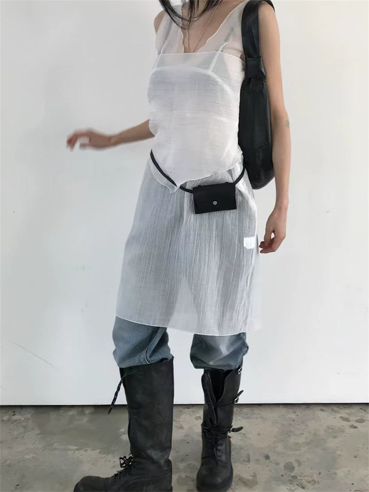 スカーフ付きテクスチャーワンピース