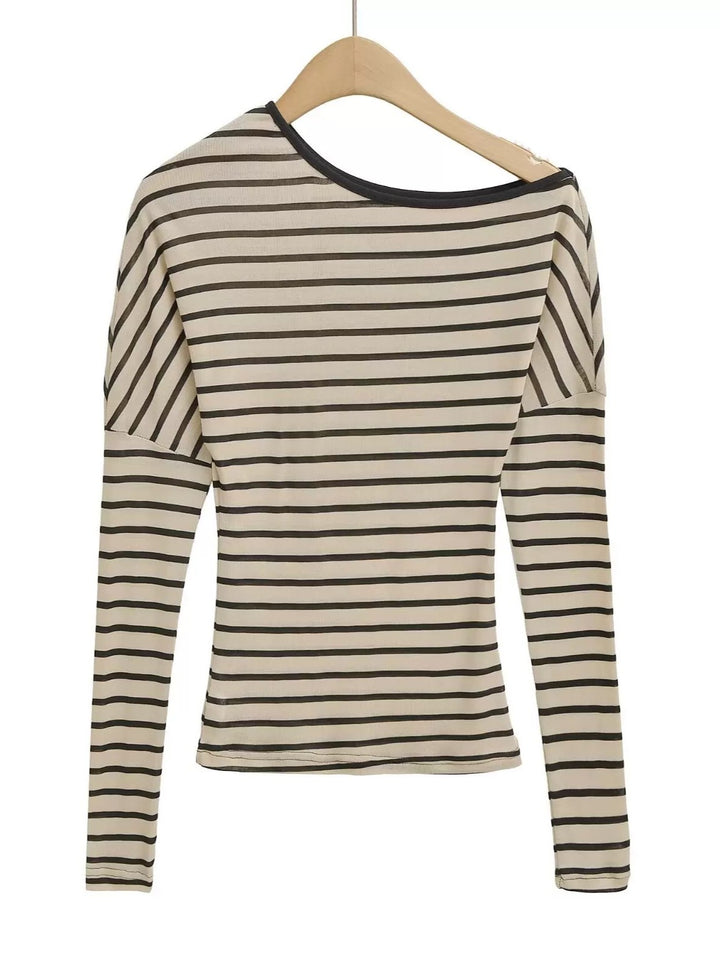 バイアスストライプオフショルカットソー