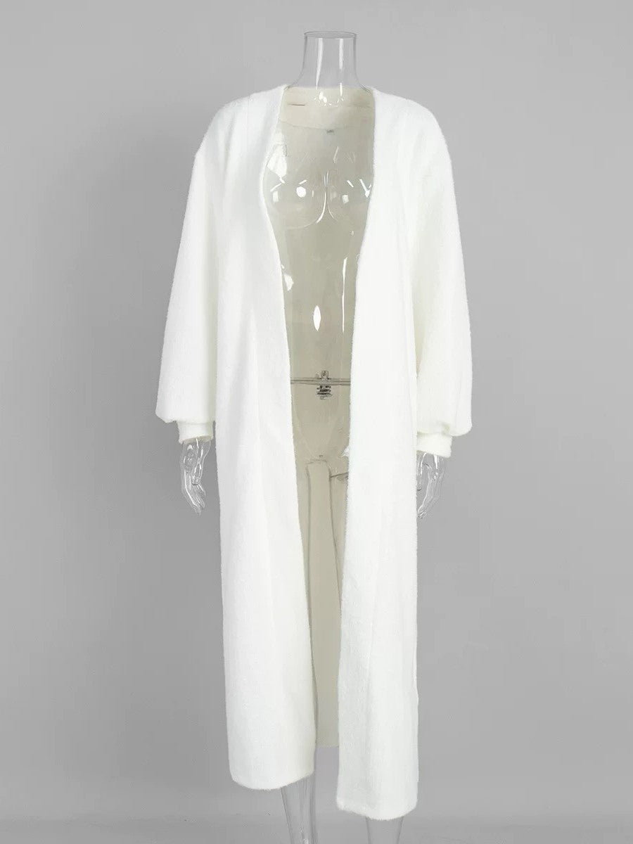 ホワイトニットロングコーディガン