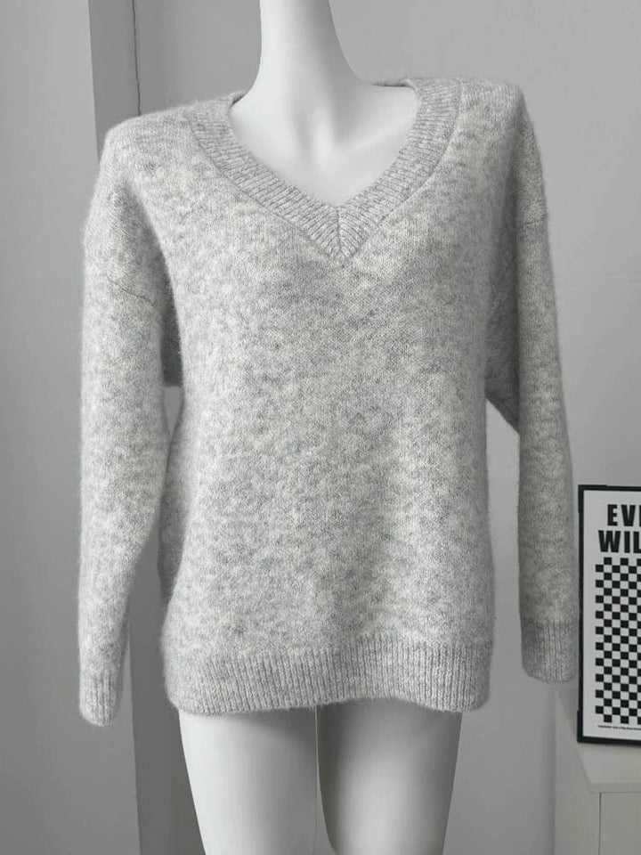 マフラー付きVネックセーター