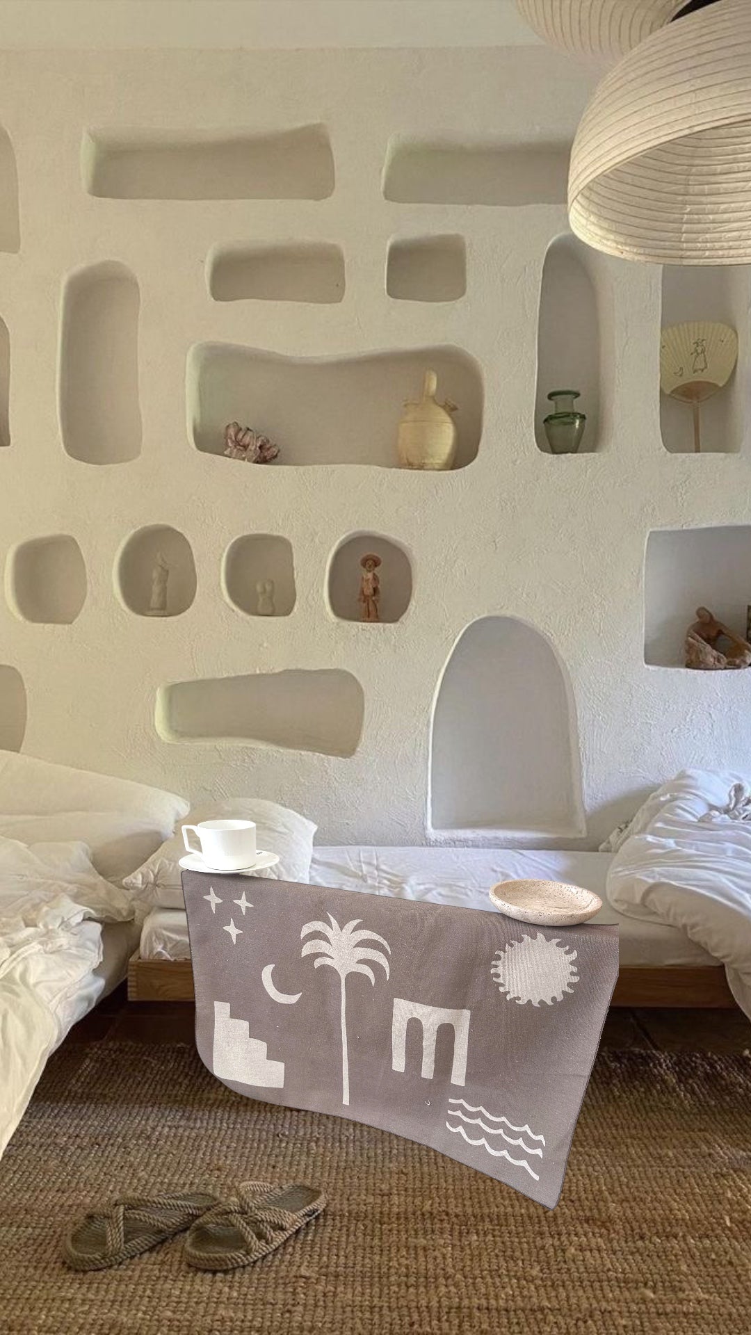 アートリネンマルチラグ (Palm Tree Night)