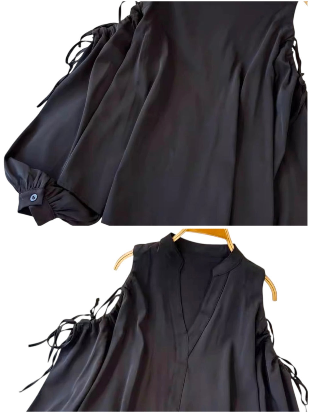 ショルダーカットアウトブラウス