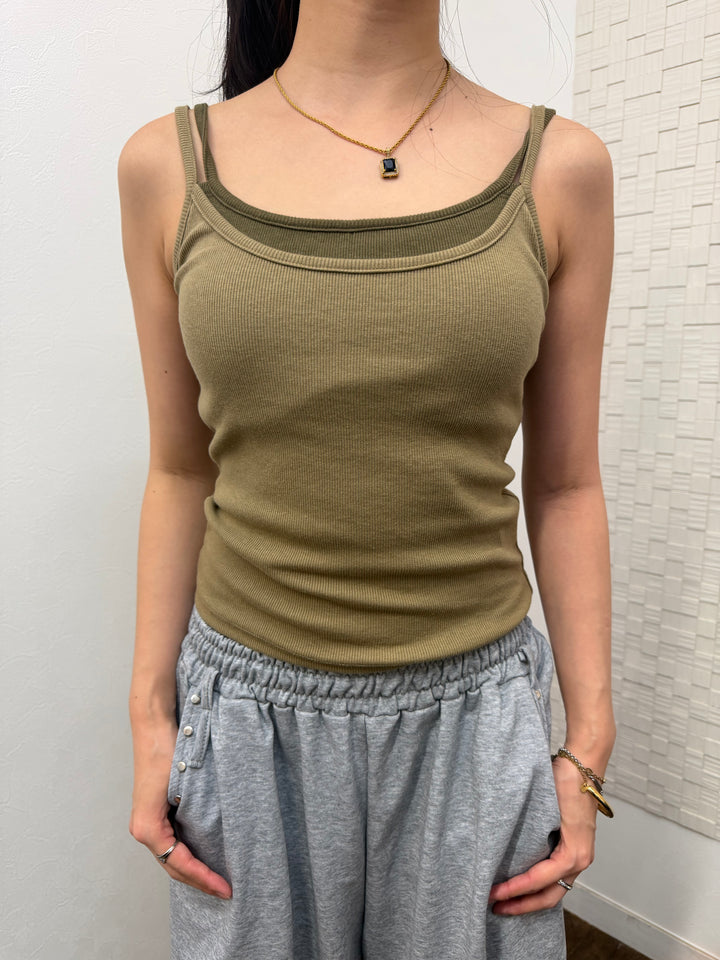 【 Select 】レイヤード風カップ付きリブキャミ