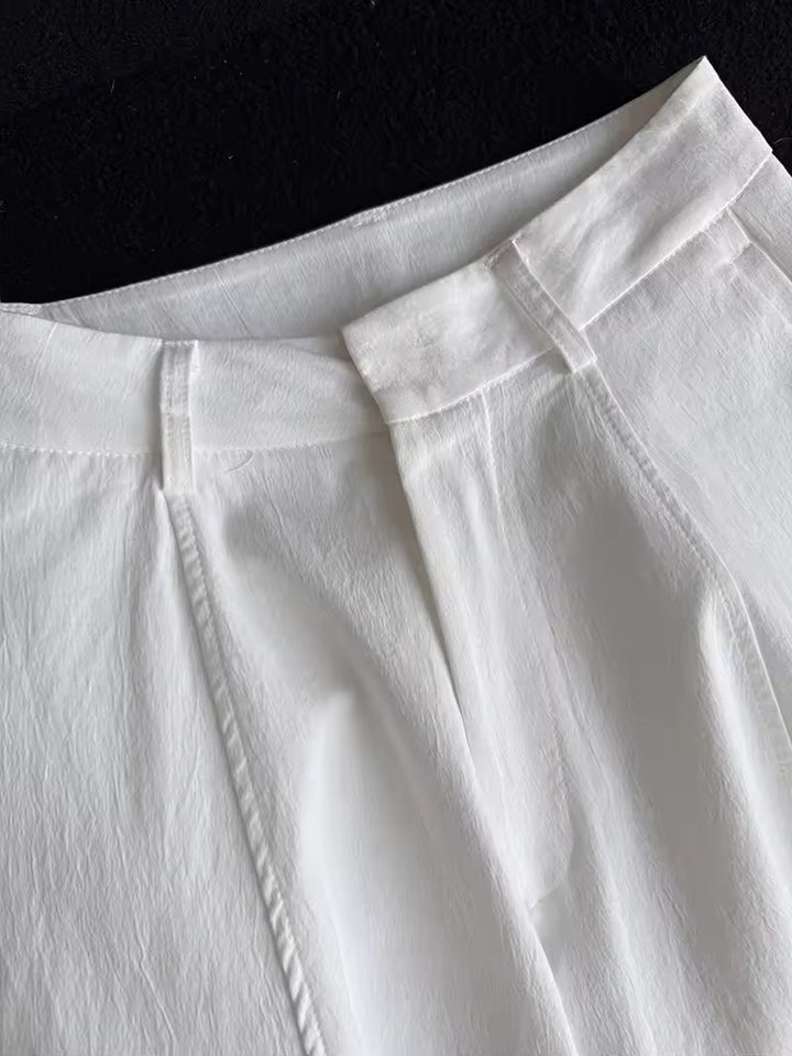 コットンブレンドバレルレッグパンツ