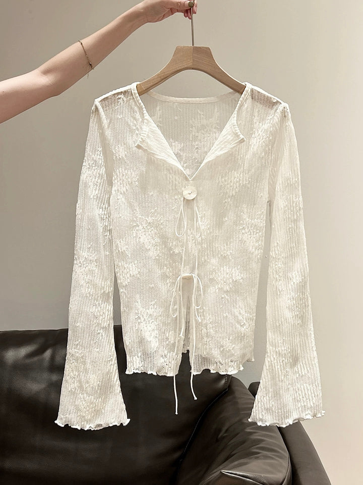 メロウフリルシアージャガードカーディガン