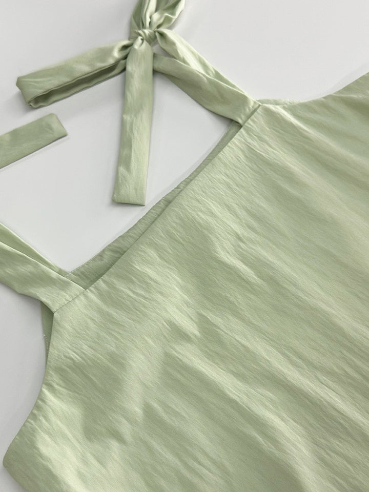 ショルダーウエストリボンスリットワンピース