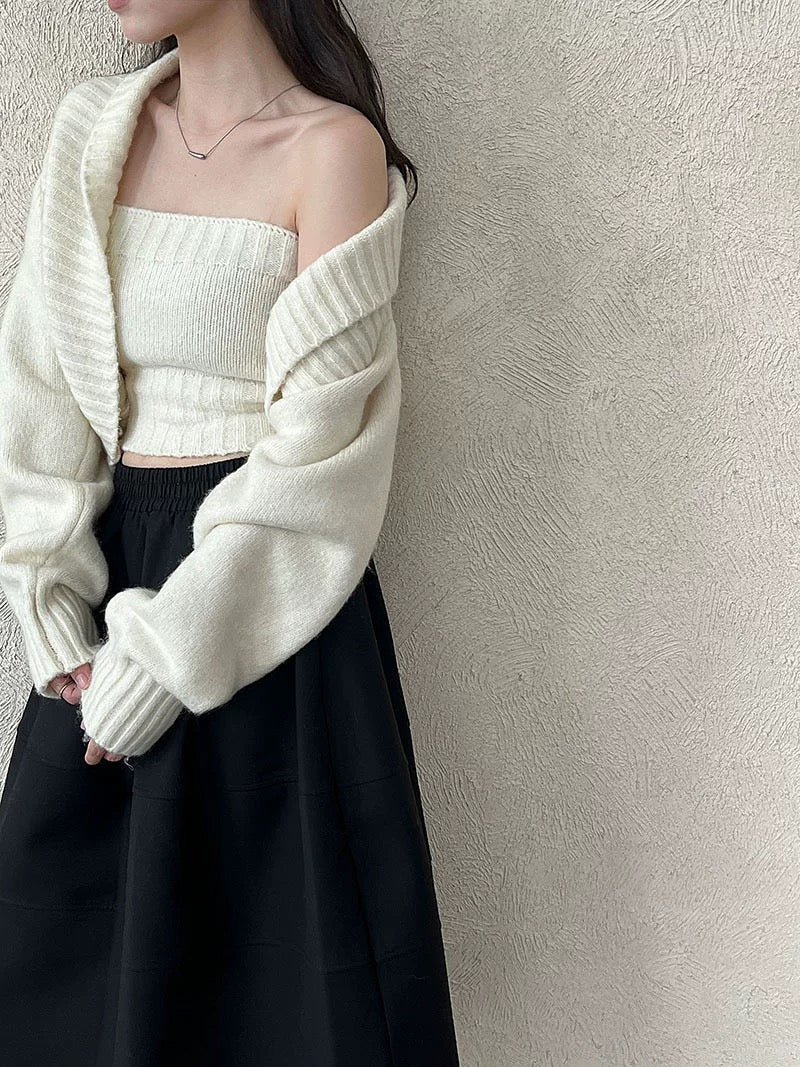 ウール混ニットボレロアンサンブル