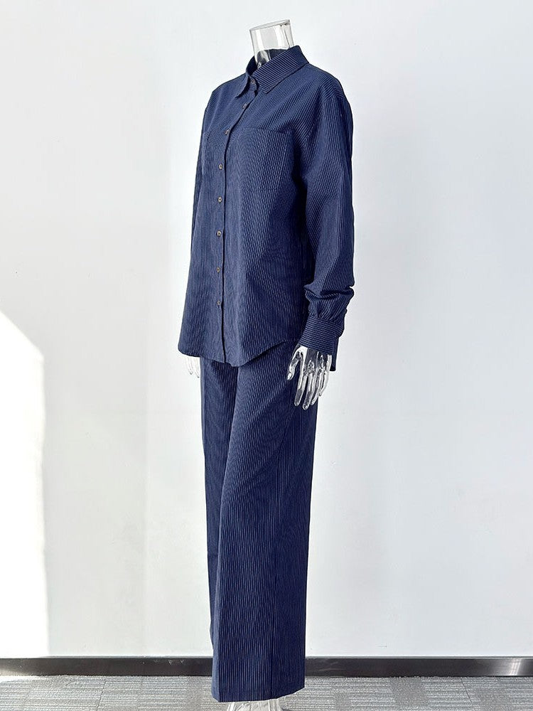 ピンストライプシャツパンツセットアップ