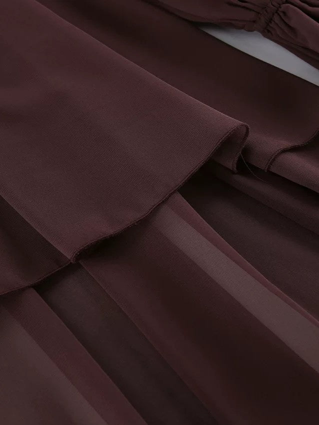 ティアードフリルオフショルダーシアーブラウス