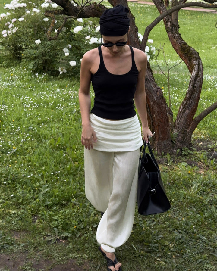 レイヤーデザインシアーバルーンパンツ