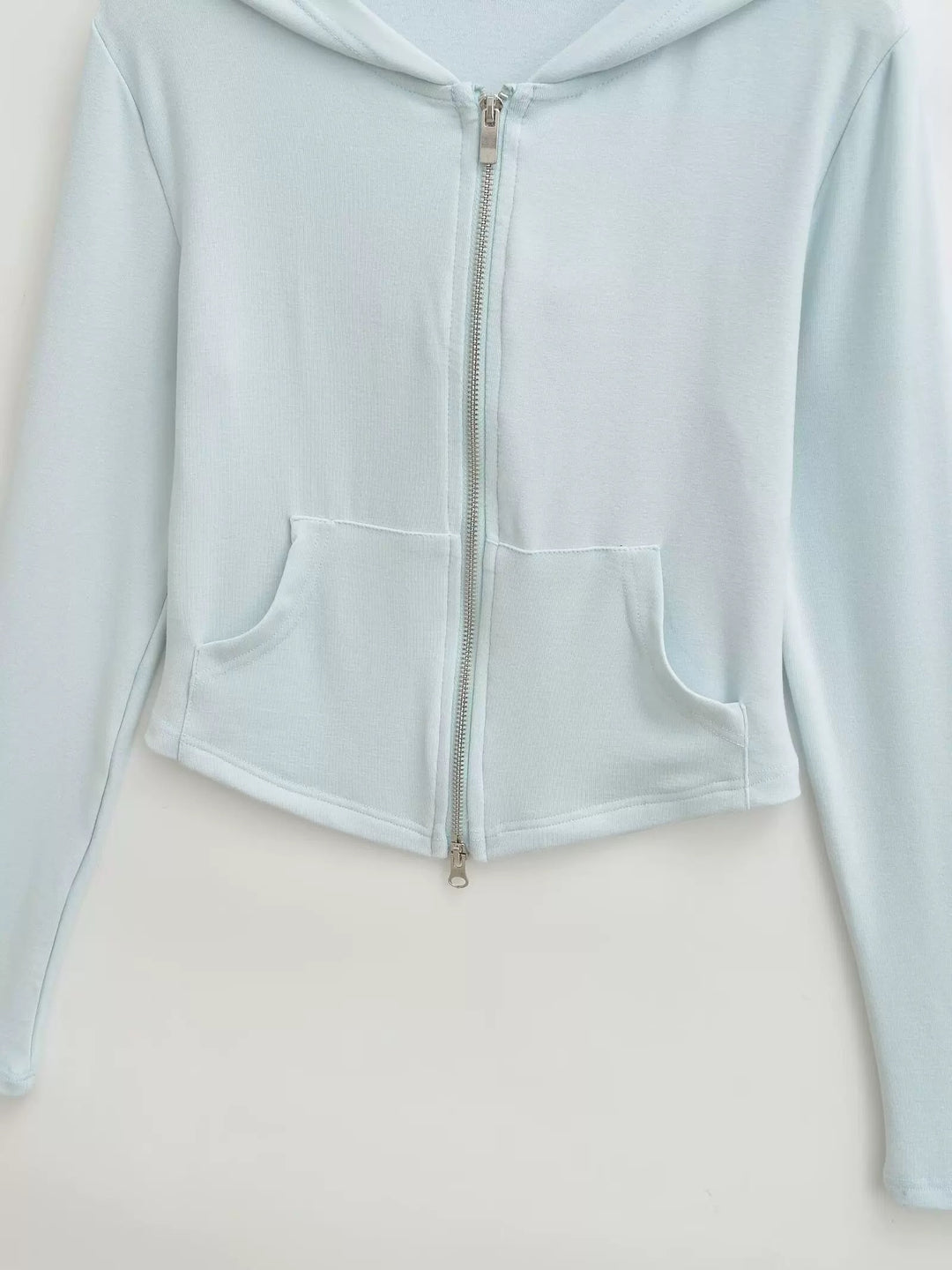 ベーシックソリッドカラージップアップパーカー