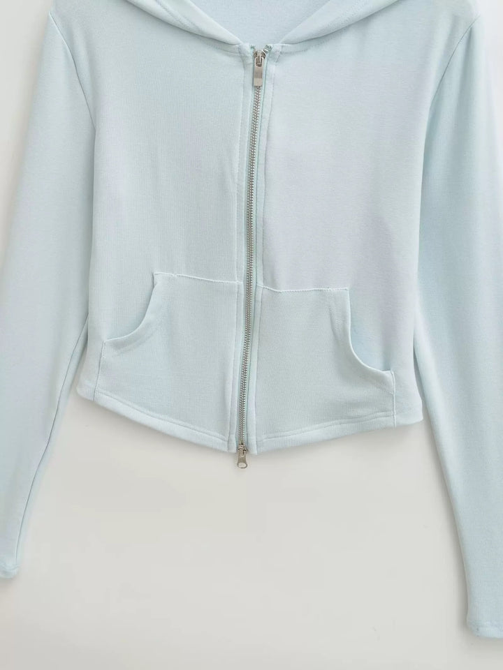 ベーシックソリッドカラージップアップパーカー