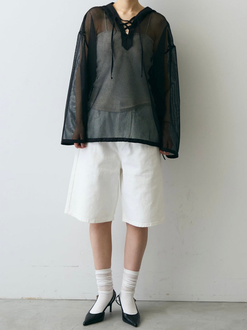【 Select 】メッシュカットソーフーディープルオーバー