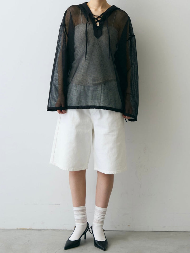 【 Select 】メッシュカットソーフーディープルオーバー