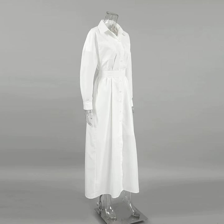 フロントスリットシャツマキシワンピース