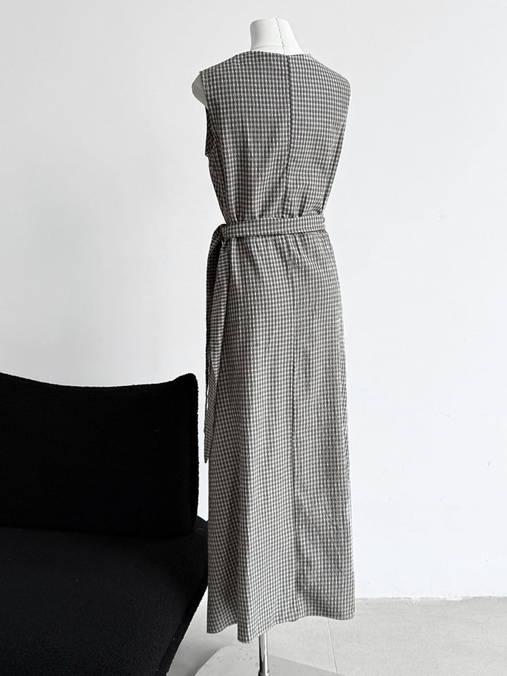 チェック柄カシュクールデザインワンピース