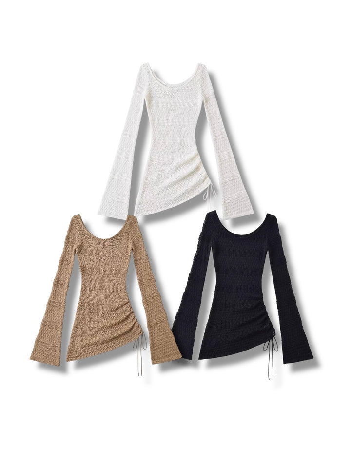 アシンメトリーシアーニットトップス