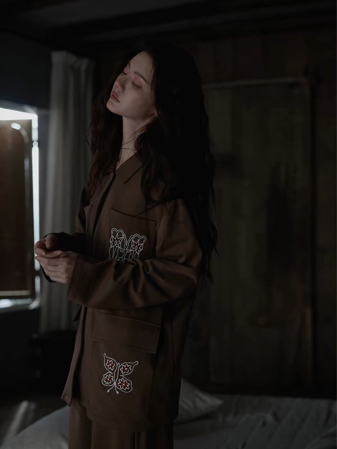 【wabi sabi】ネイチャーアート刺繍モダールコットンセットアップ