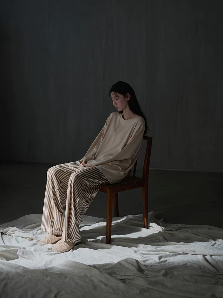 【wabi sabi】ナチュラルストライプモダールコットンセットアップ