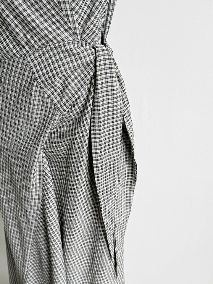 チェック柄カシュクールデザインワンピース