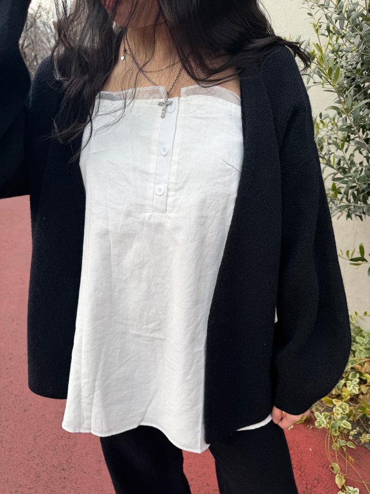 シアートリムコットンロングキャミソール