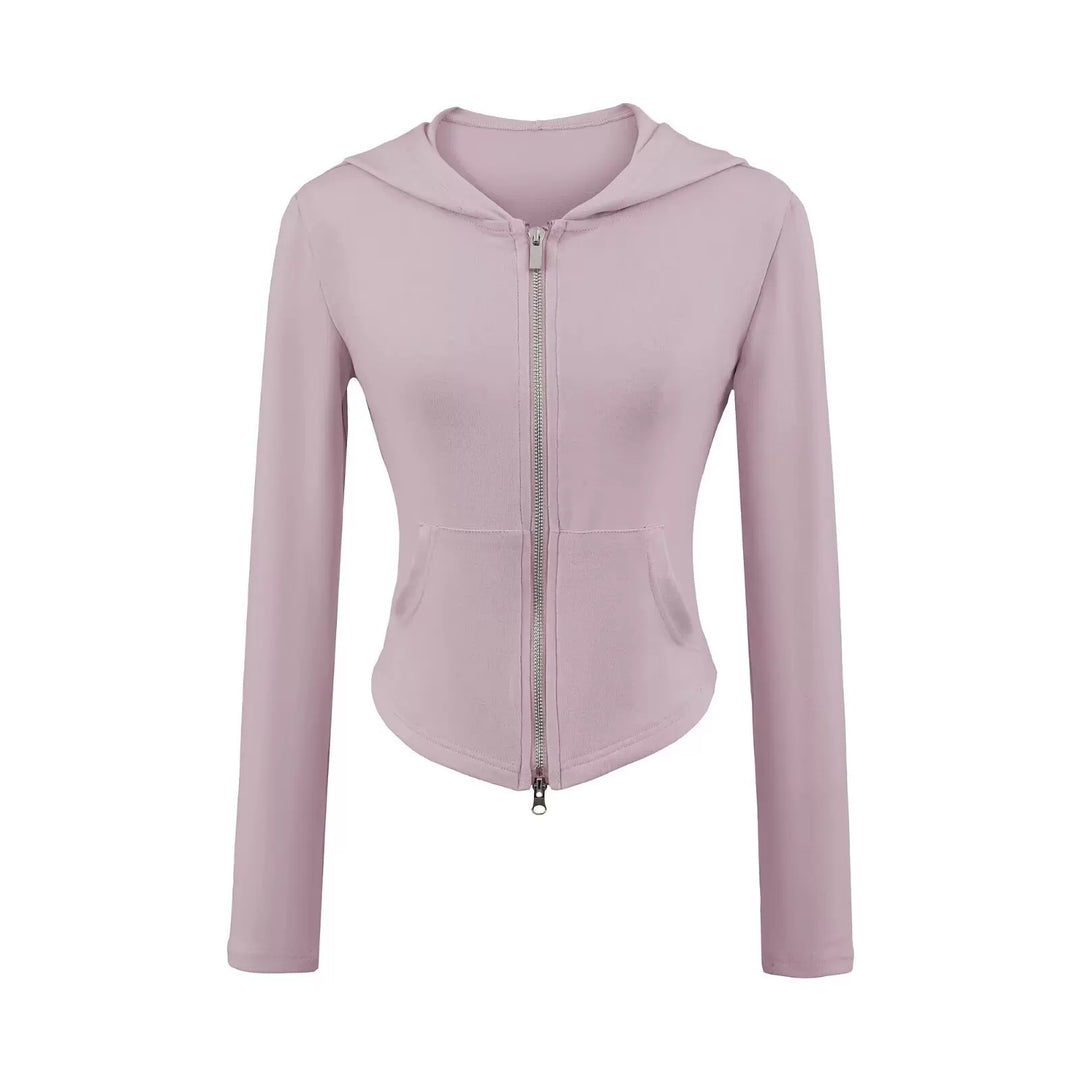 ベーシックソリッドカラージップアップパーカー