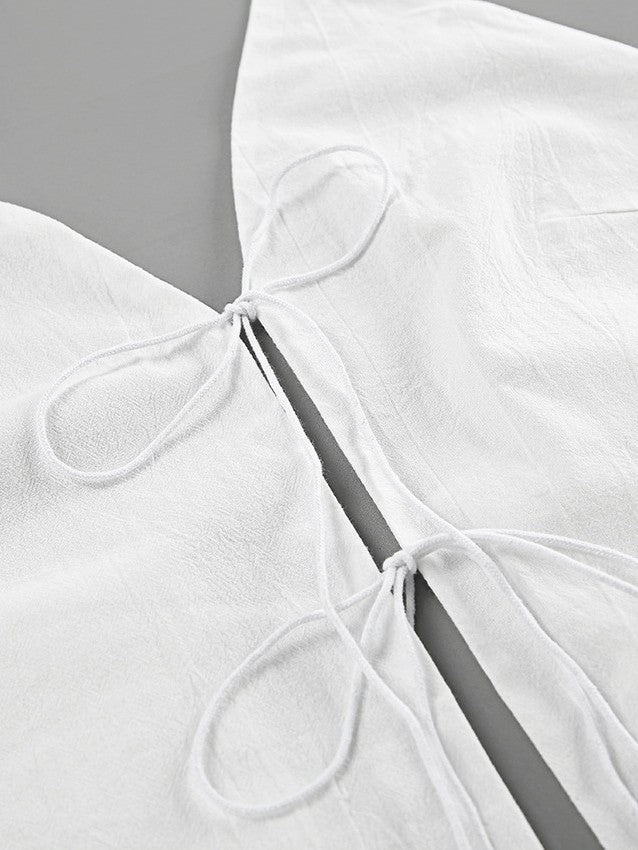 レースアップホルターネックショーツセット