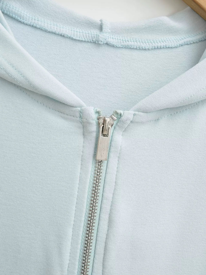 ベーシックソリッドカラージップアップパーカー