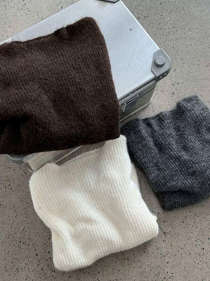 ウール混ニットリボン付きセータースカートセット