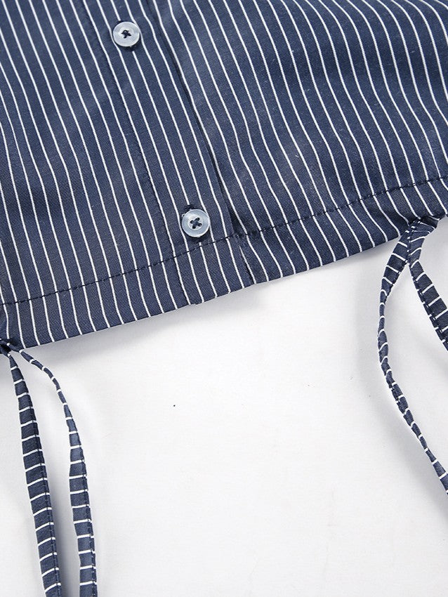 ストライプクロップドシャツ