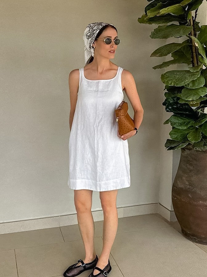 ナチュラルコットンスリーブレスワンピース