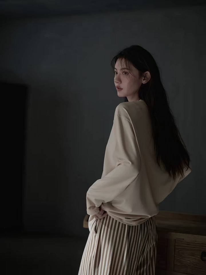 【wabi sabi】ナチュラルストライプモダールコットンセットアップ