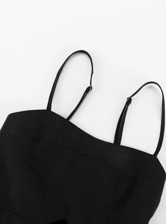 【アウトレット】(即納) ウエストカットキャミソールロングフレアワンピース