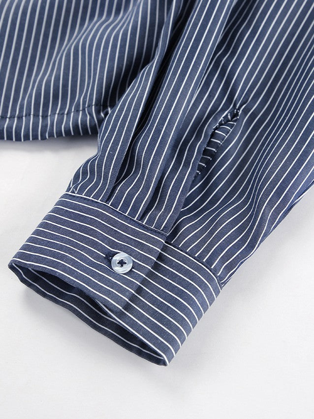 ストライプクロップドシャツ