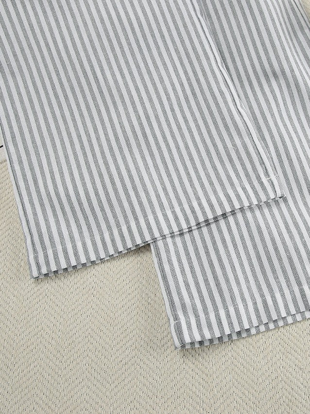 ストライプ長袖シャツダブルウエストパンツセット